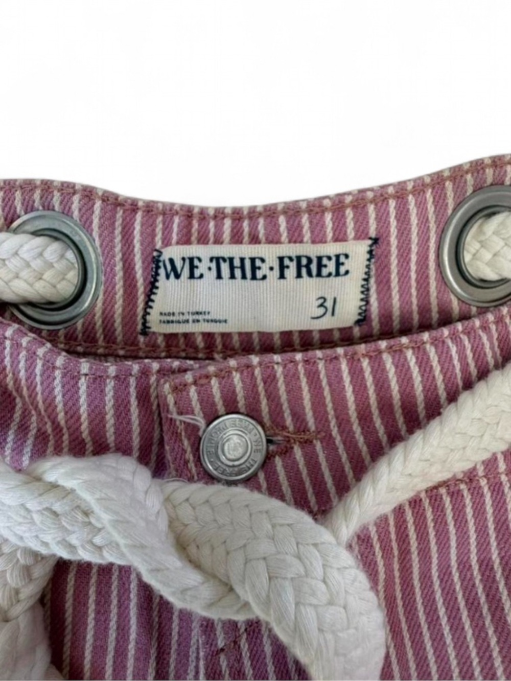 Free People Sold Out Rose Railroad Stripe Moxie Barrel Jeans 31 - Picture 5 of 5